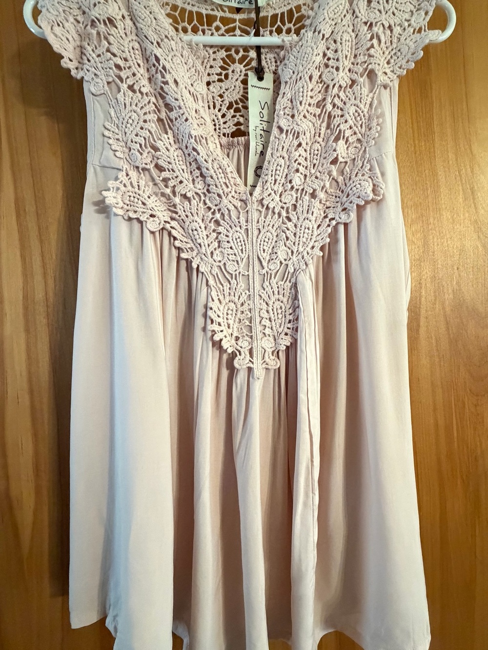 Solitaire Pale Blush Crochet-Trim Sleeveless Tunic